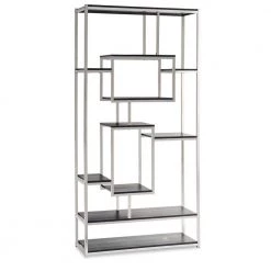 Picket House Furnishings Sales Store 46 Ezra 71 in. Chrome Wood 10-shelf Cube Bookcase with Geometric Design by Picket House Furnishings