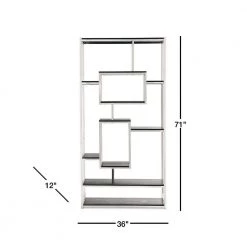 Ezra 71 in. Chrome Wood 10-shelf Cube Bookcase with Geometric Design by Picket House Furnishings 10 Ezra 71 in. Chrome Wood 10-shelf Cube Bookcase with Geometric Design by Picket House Furnishings -Picket House Furnishings Sales Store chrome picket house furnishings bookcases bookshelves cez100bse a0 1000