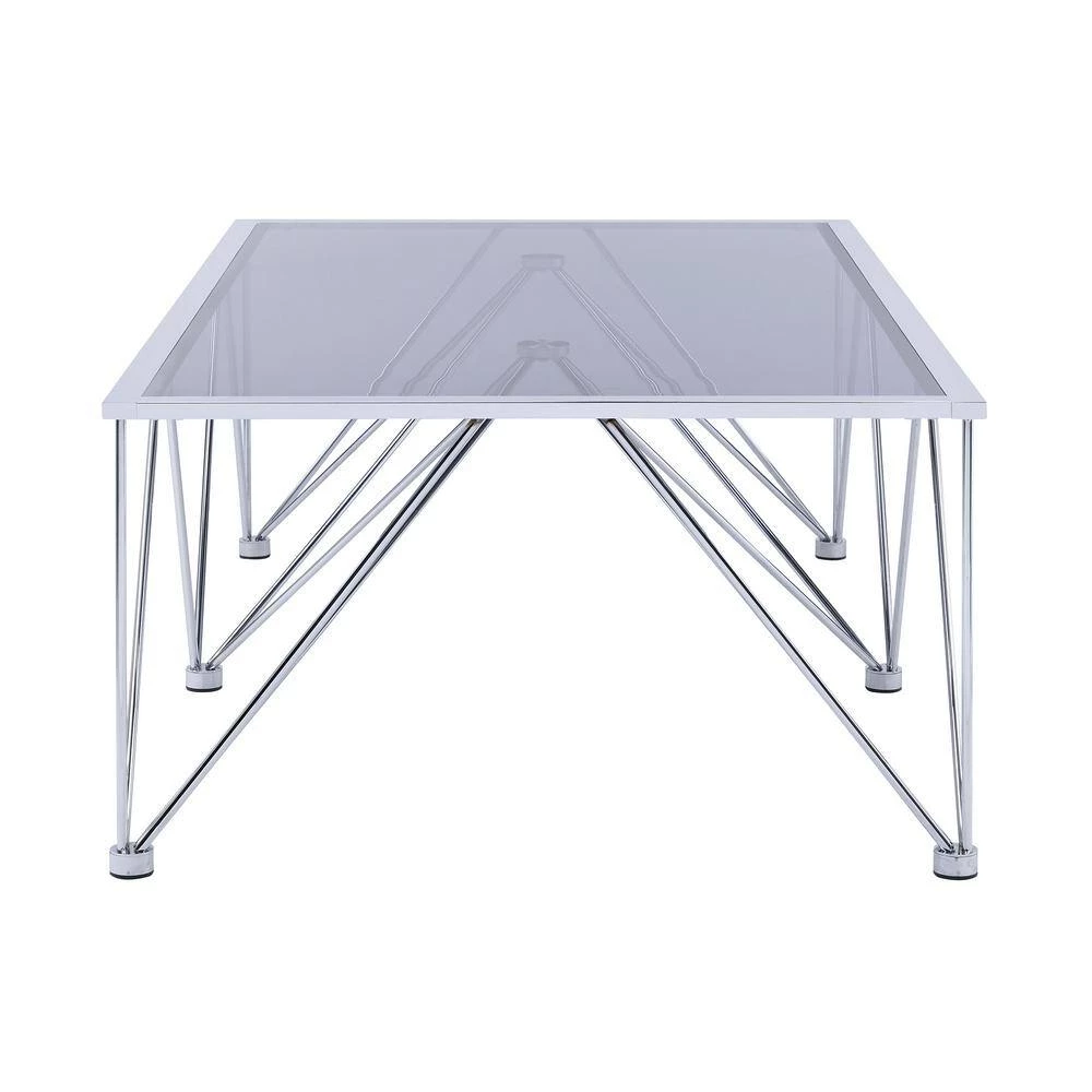 Macie 2-Piece 53 in. Chrome Large Rectangle Glass Coffee Table Set by Picket House Furnishings 3 Macie 2-Piece 53 in. Chrome Large Rectangle Glass Coffee Table Set by Picket House Furnishings - Image 3