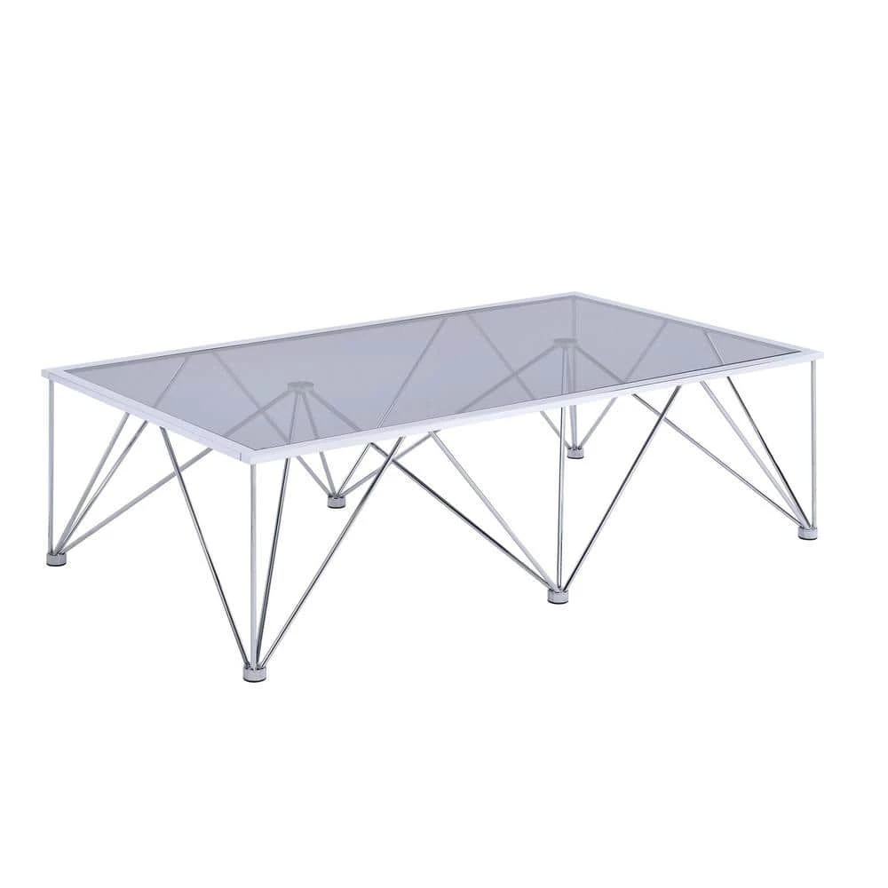 Macie 2-Piece 53 in. Chrome Large Rectangle Glass Coffee Table Set by Picket House Furnishings 1 Macie 2-Piece 53 in. Chrome Large Rectangle Glass Coffee Table Set by Picket House Furnishings