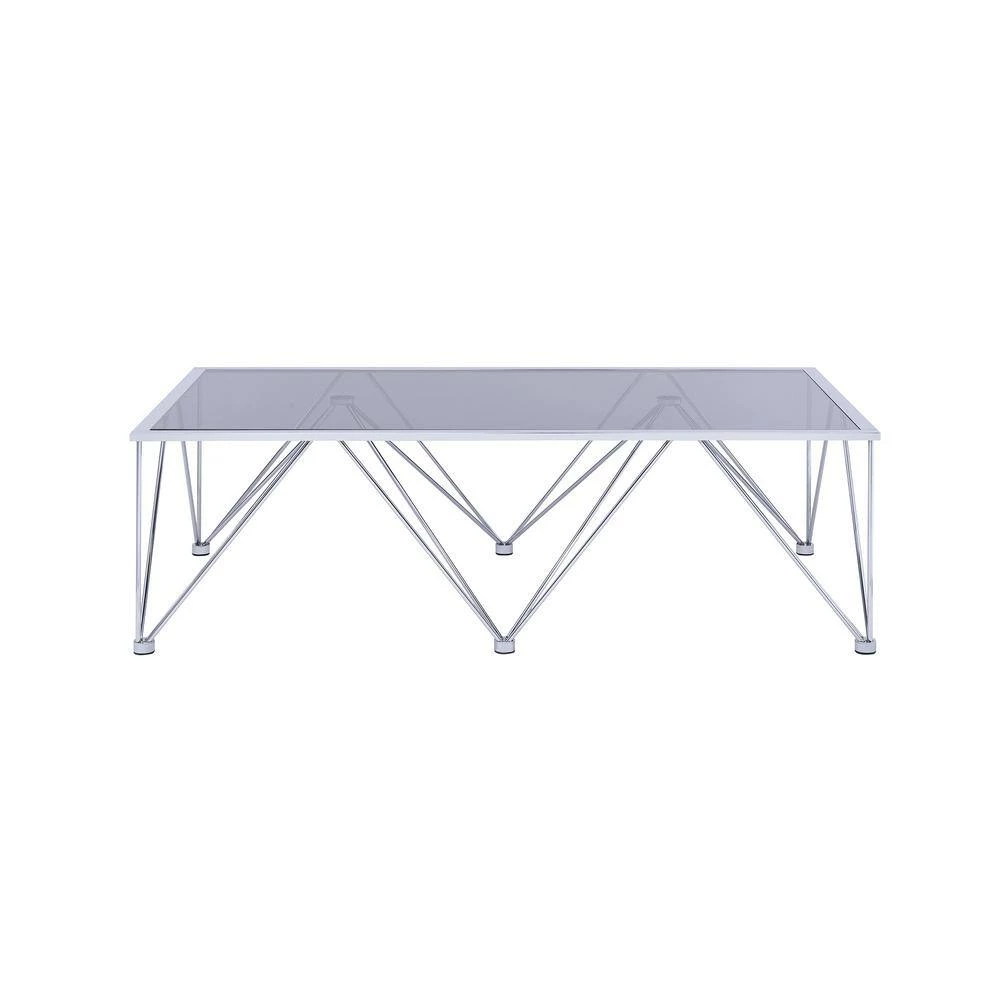 Macie 2-Piece 53 in. Chrome Large Rectangle Glass Coffee Table Set by Picket House Furnishings 5 Macie 2-Piece 53 in. Chrome Large Rectangle Glass Coffee Table Set by Picket House Furnishings - Image 5