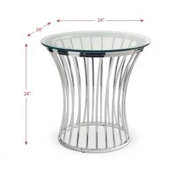 Astoria 2-Piece 36 in. Chrome Medium Round Glass Coffee Table Set with Casters by Picket House Furnishings -Picket House Furnishings Sales Store chrome picket house furnishings coffee tables cem1002pc 76 1000