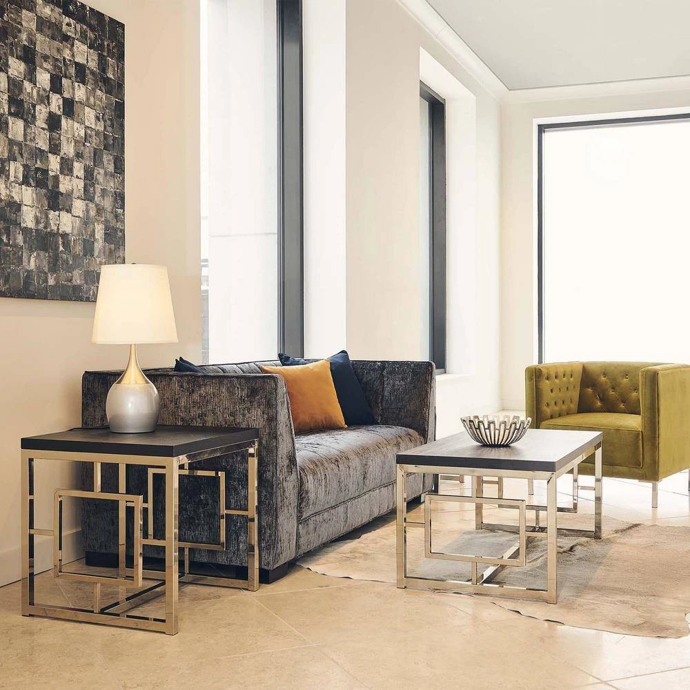 Harper 2-Piece 48 in. Chrome Large Rectangle Wood Coffee Table Set by Picket House Furnishings 2 Harper 2-Piece 48 in. Chrome Large Rectangle Wood Coffee Table Set by Picket House Furnishings - Image 2