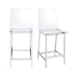 Crystal 30 in. Clear High Back Metal Frame Bar Stool with Acrylic Seat (Set of 2) by Picket House Furnishings