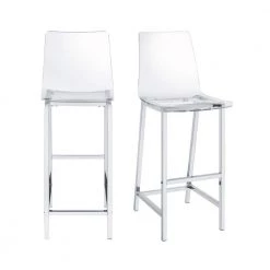 Cova 30 in. Clear High Back Metal Frame Bar Stool with Acrylic Seat (Set of 2) by Picket House Furnishings