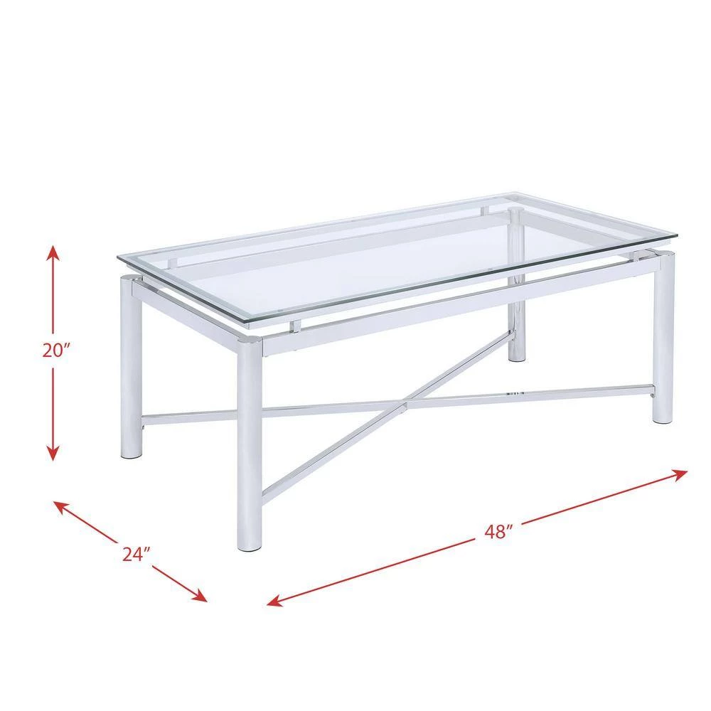 Monroe 48 in. Clear Large Rectangle Glass Coffee Table by Picket House Furnishings 8 Monroe 48 in. Clear Large Rectangle Glass Coffee Table by Picket House Furnishings - Image 8