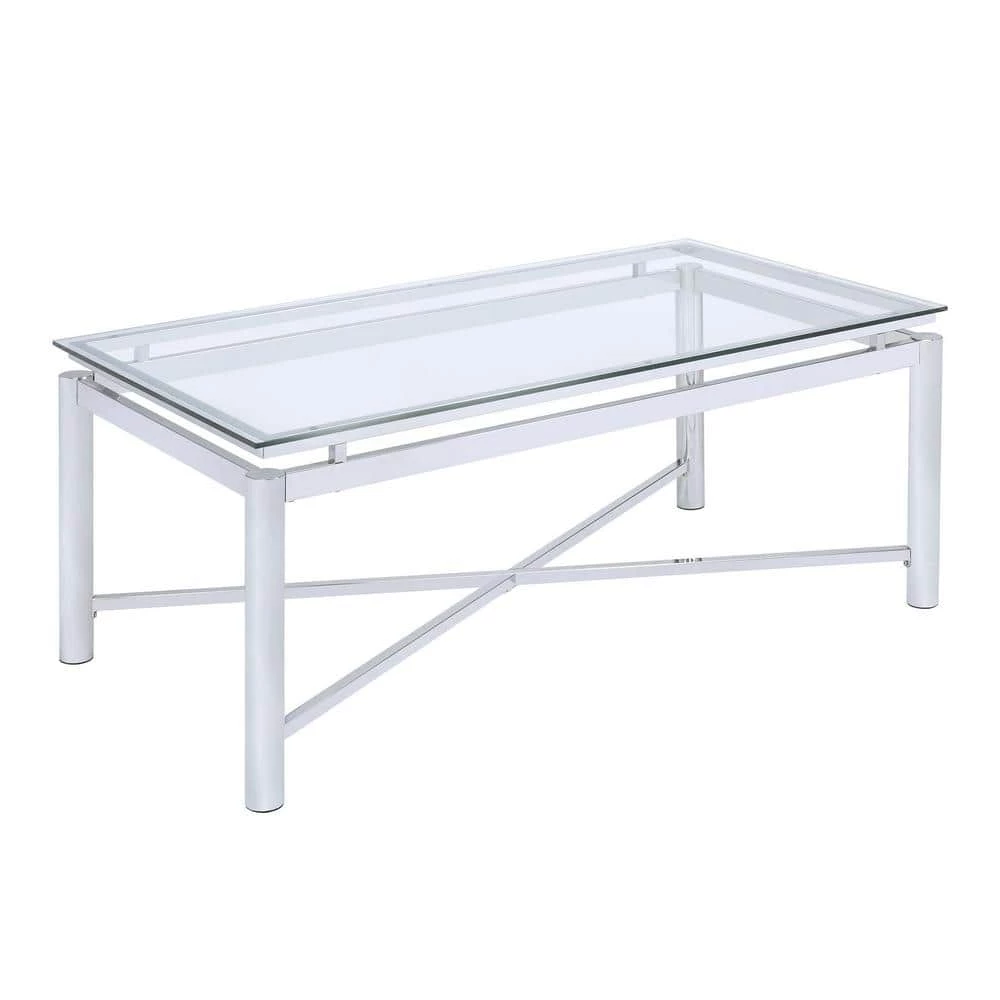 Monroe 48 in. Clear Large Rectangle Glass Coffee Table by Picket House Furnishings 1 Monroe 48 in. Clear Large Rectangle Glass Coffee Table by Picket House Furnishings