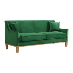 Moxie 81 in. Velvet Kelly Green 3-Seater Sofa With Distressed Frame by Picket House Furnishings
