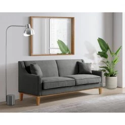 Moxie 81 in. Linen Charcoal 3-Seater Sofa With Distressed Frame by Picket House Furnishings -Picket House Furnishings Sales Store cotton picket house furnishings sofas couches u 15130 3057 300e 31 1000