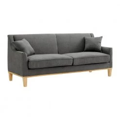 Moxie 81 in. Linen Charcoal 3-Seater Sofa With Distressed Frame by Picket House Furnishings