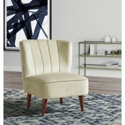 Corbin Tufted Armless Accent Chair in Cream by Picket House Furnishings -Picket House Furnishings Sales Store cream picket house furnishings accent chairs uhf290101wle 31 1000