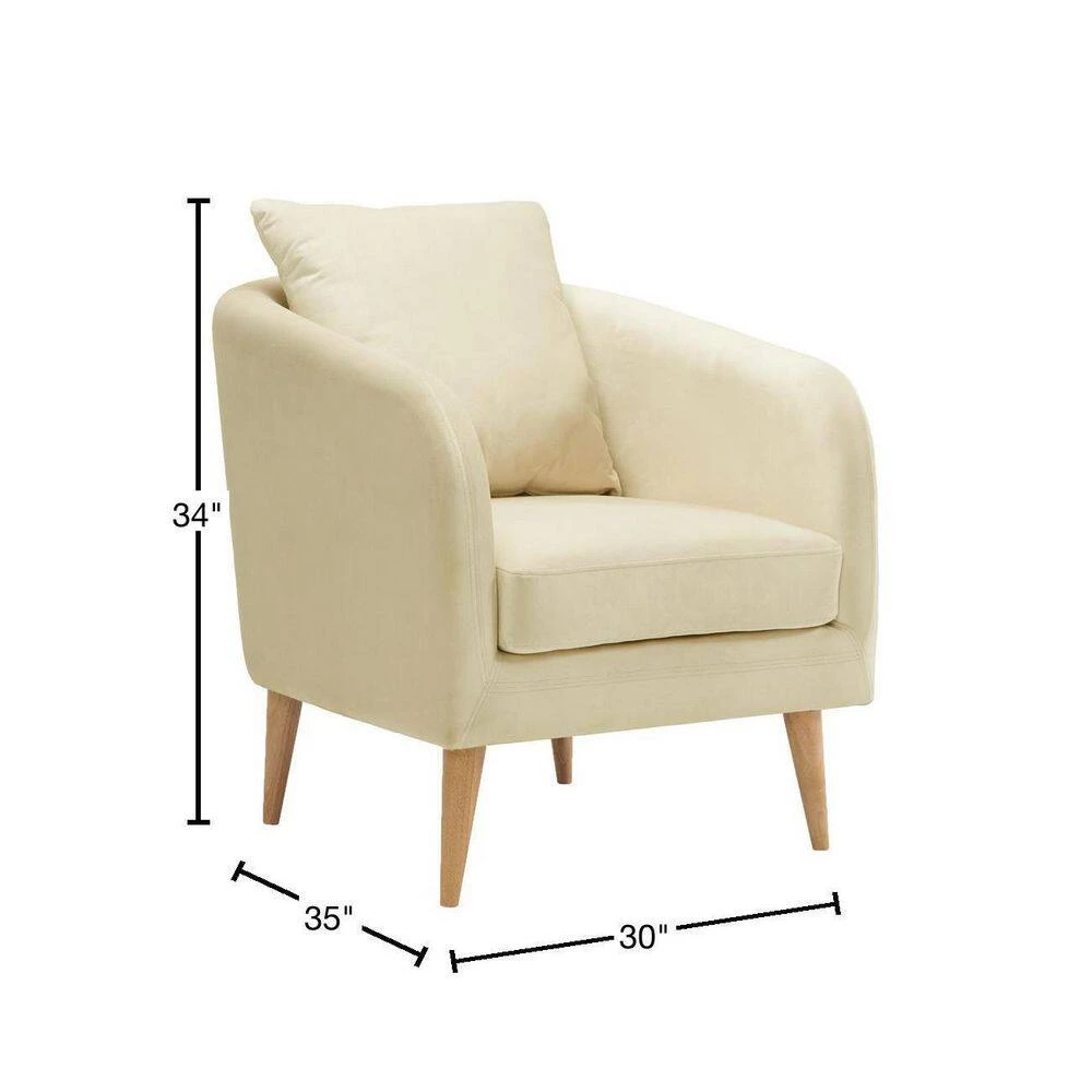 Zoe Accent Arm Chair with Wooden Legs in Cream by Picket House Furnishings 3 Zoe Accent Arm Chair with Wooden Legs in Cream by Picket House Furnishings - Image 3