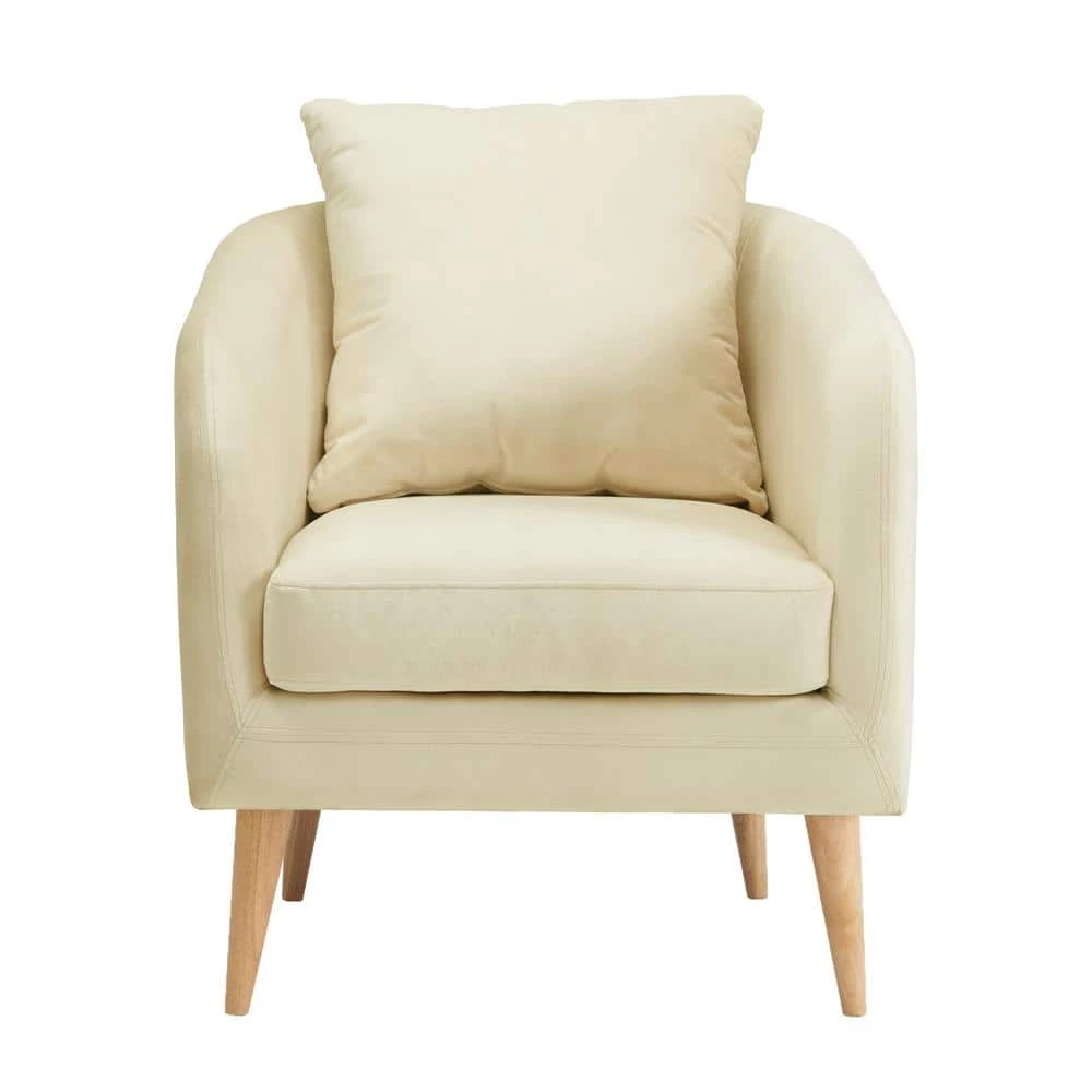 Zoe Accent Arm Chair with Wooden Legs in Cream by Picket House Furnishings 6 Zoe Accent Arm Chair with Wooden Legs in Cream by Picket House Furnishings - Image 6