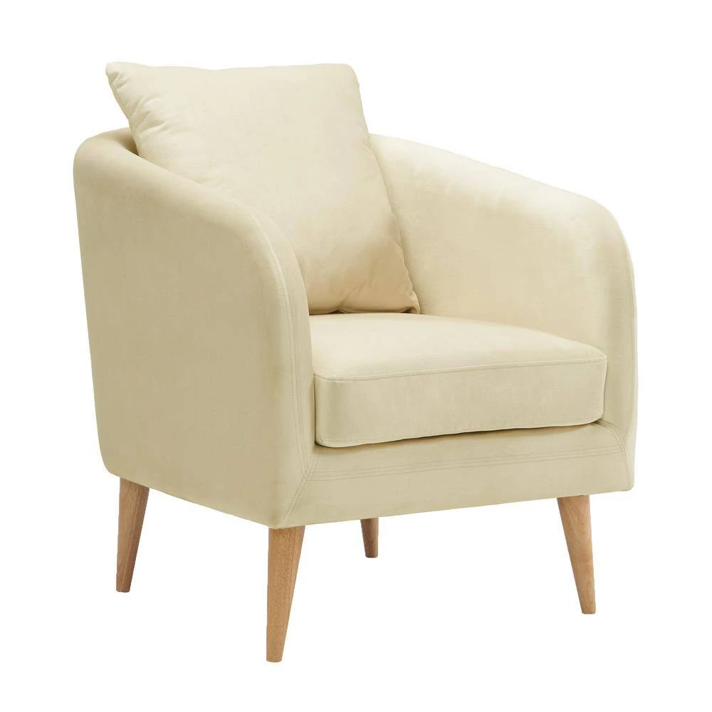 Zoe Accent Arm Chair with Wooden Legs in Cream by Picket House Furnishings 2 Zoe Accent Arm Chair with Wooden Legs in Cream by Picket House Furnishings - Image 2