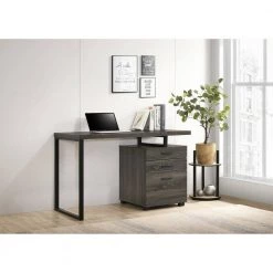 Leighton 47 in. Rectangle Dark Grey Metal 3 Drawer Computer Desk by Picket House Furnishings -Picket House Furnishings Sales Store dark grey picket house furnishings computer desks a 1734 dk 31 1000
