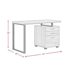 Leighton 47 in. Rectangle Dark Grey Metal 3 Drawer Computer Desk by Picket House Furnishings -Picket House Furnishings Sales Store dark grey picket house furnishings computer desks a 1734 dk fa 1000