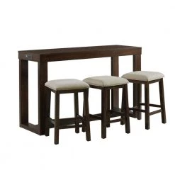 Drew 4-Piece Dark Walnut Bar Table Set by Picket House Furnishings