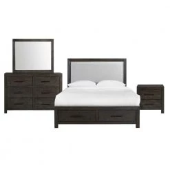 Holland 4-Piece Dark Walnut Queen Storage Bedroom Set by Picket House Furnishings