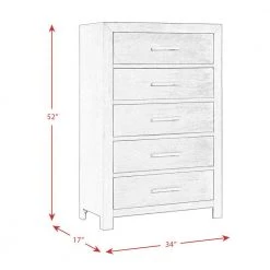 Holland 5-Drawer 17 in. Depth Chest in Dark Walnut by Picket House Furnishings -Picket House Furnishings Sales Store dark walnut picket house furnishings chest of drawers sy600ch 76 1000