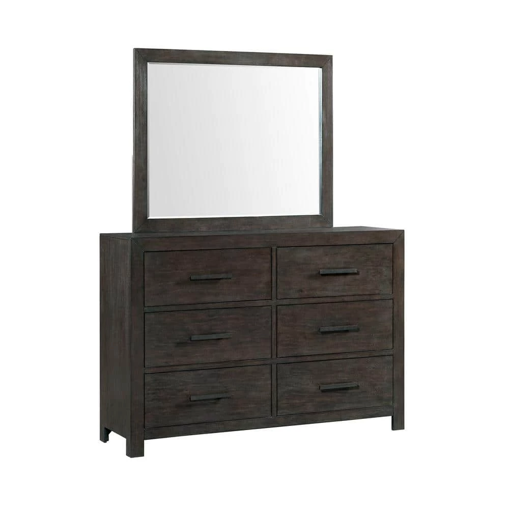 Holland 6-Drawer Dresser with Mirror in Dark Walnut by Picket House Furnishings 1 Holland 6-Drawer Dresser with Mirror in Dark Walnut by Picket House Furnishings