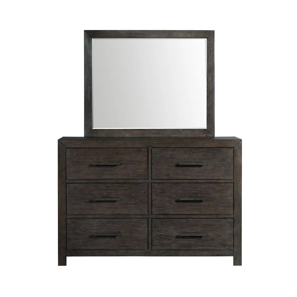 Holland 6-Drawer Dresser with Mirror in Dark Walnut by Picket House Furnishings 4 Holland 6-Drawer Dresser with Mirror in Dark Walnut by Picket House Furnishings - Image 4