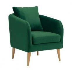 Zoe Accent Arm Chair with Wooden Legs in Emerald by Picket House Furnishings