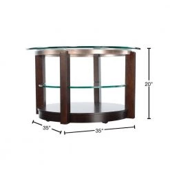Benton 35 in. Espresso/Clear Medium Round Glass Coffee Table with Casters by Picket House Furnishings -Picket House Furnishings Sales Store espresso picket house furnishings coffee tables cel100cte 40 1000