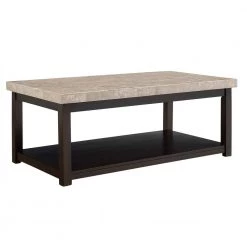 Picket House Furnishings Sales Store 56 Caleb 3-Piece 48 in. Espresso Large Rectangle Marble Coffee Table Set with Shelf by Picket House Furnishings
