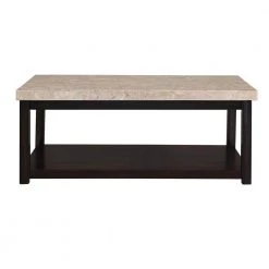 Caleb 3-Piece 48 in. Espresso Large Rectangle Marble Coffee Table Set with Shelf by Picket House Furnishings -Picket House Furnishings Sales Store espresso picket house furnishings coffee tables cks100et2pc c3 1000