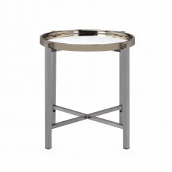 Monaco 2-Piece 35 in. Gold/Slate Medium Round Glass Coffee Table Set with Shelf by Picket House Furnishings -Picket House Furnishings Sales Store gold slate picket house furnishings coffee tables ceh1002pc 1f 1000