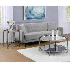 Monaco 2-Piece 35 in. Gold/Slate Medium Round Glass Coffee Table Set with Shelf by Picket House Furnishings -Picket House Furnishings Sales Store gold slate picket house furnishings coffee tables ceh1002pc 31 1000