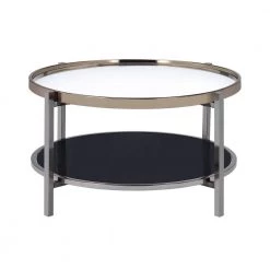 Monaco 2-Piece 35 in. Gold/Slate Medium Round Glass Coffee Table Set with Shelf by Picket House Furnishings -Picket House Furnishings Sales Store gold slate picket house furnishings coffee tables ceh1002pc c3 1000