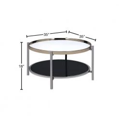 Monaco 35 in. Gold/Slate Medium Round Glass Coffee Table with Shelf by Picket House Furnishings -Picket House Furnishings Sales Store gold slate picket house furnishings coffee tables ceh100cte 40 1000