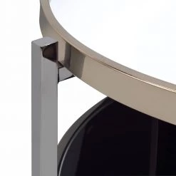 Monaco 35 in. Gold/Slate Medium Round Glass Coffee Table with Shelf by Picket House Furnishings -Picket House Furnishings Sales Store gold slate picket house furnishings coffee tables ceh100cte 44 1000