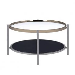 Monaco 35 in. Gold/Slate Medium Round Glass Coffee Table with Shelf by Picket House Furnishings -Picket House Furnishings Sales Store gold slate picket house furnishings coffee tables ceh100cte 4f 1000