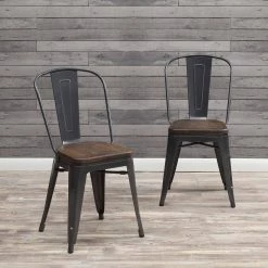 Davis Metal Gray/Brown Bar Stool (Set of 2) by Picket House Furnishings -Picket House Furnishings Sales Store gray brown with a walnut finish picket house furnishings bar stools bmy100che 31 1000