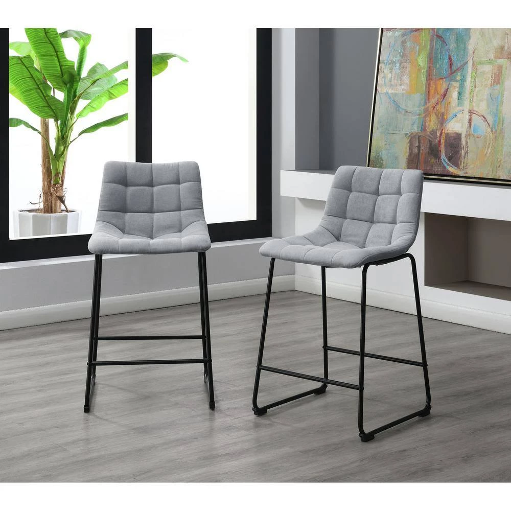 Richmond 25 in. Grey High Back Metal Counter Stool in Linen (Set of 2) by Picket House Furnishings 9 Richmond 25 in. Grey High Back Metal Counter Stool in Linen (Set of 2) by Picket House Furnishings - Image 9