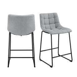 Richmond 25 in. Grey High Back Metal Counter Stool in Linen (Set of 2) by Picket House Furnishings