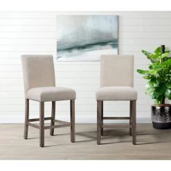 Turner 24 in. Natural High Back Wood Counter Chair Set (Set of 2) by Picket House Furnishings -Picket House Furnishings Sales Store gray picket house furnishings bar stools cdol100csc 31 1000