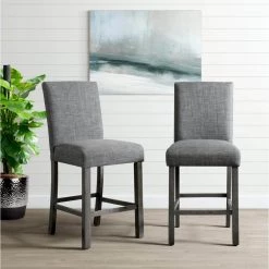 Turner 24 in. Charcoal High Back Wood Counter Chair Set (Set of 2) by Picket House Furnishings 17 Turner 24 in. Charcoal High Back Wood Counter Chair Set (Set of 2) by Picket House Furnishings -Picket House Furnishings Sales Store gray picket house furnishings bar stools d 14030 cscg 31 1000