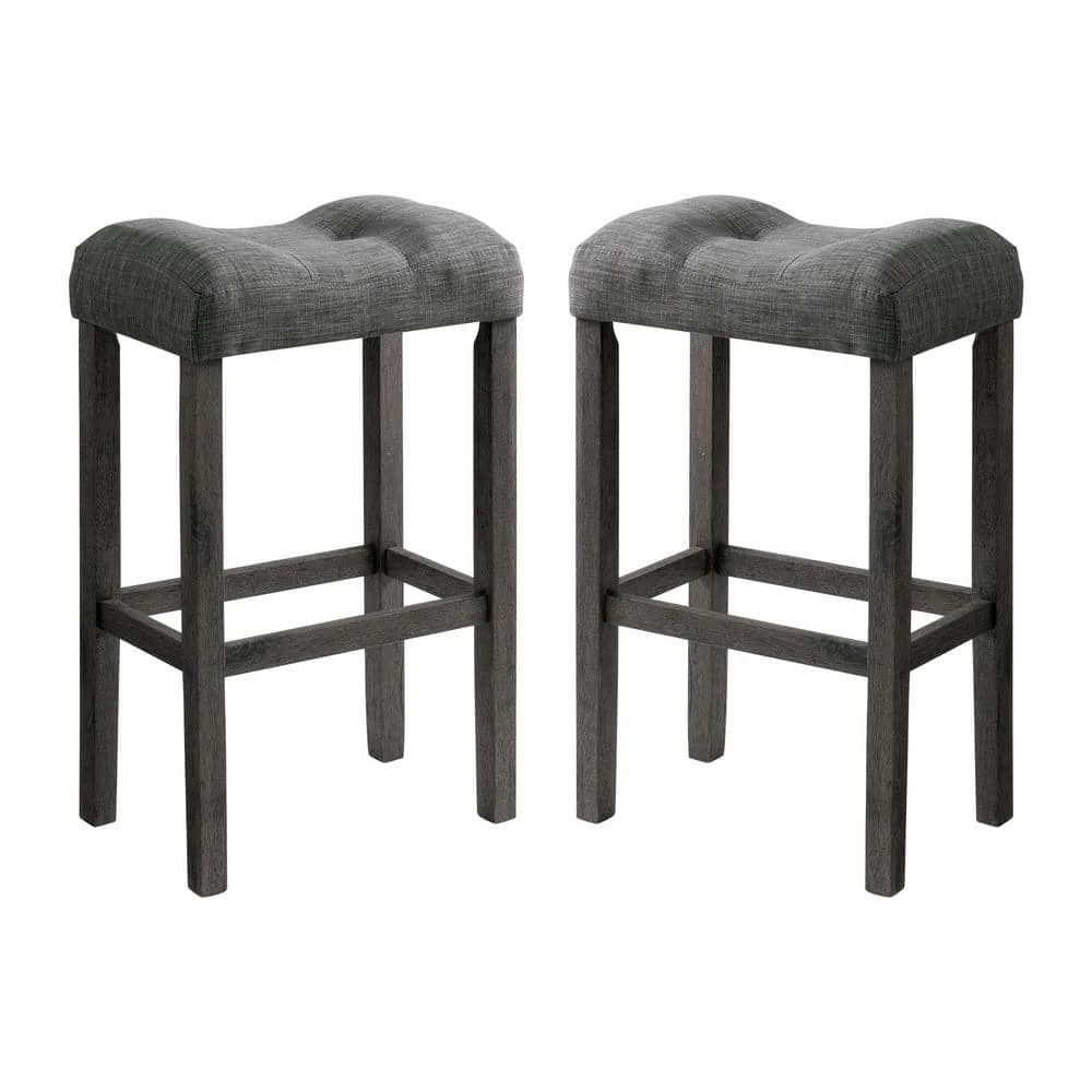 Turner 30 in. Charcoal Backless Wood Barstool Set (Set of 2) by Picket House Furnishings 1 Turner 30 in. Charcoal Backless Wood Barstool Set (Set of 2) by Picket House Furnishings