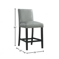 Pia 25 in. Grey Wood Faux Leather Counter Height Side Chair Set (Set of 2) by Picket House Furnishings 11 Pia 25 in. Grey Wood Faux Leather Counter Height Side Chair Set (Set of 2) by Picket House Furnishings -Picket House Furnishings Sales Store gray picket house furnishings bar stools dmi300csc 40 1000