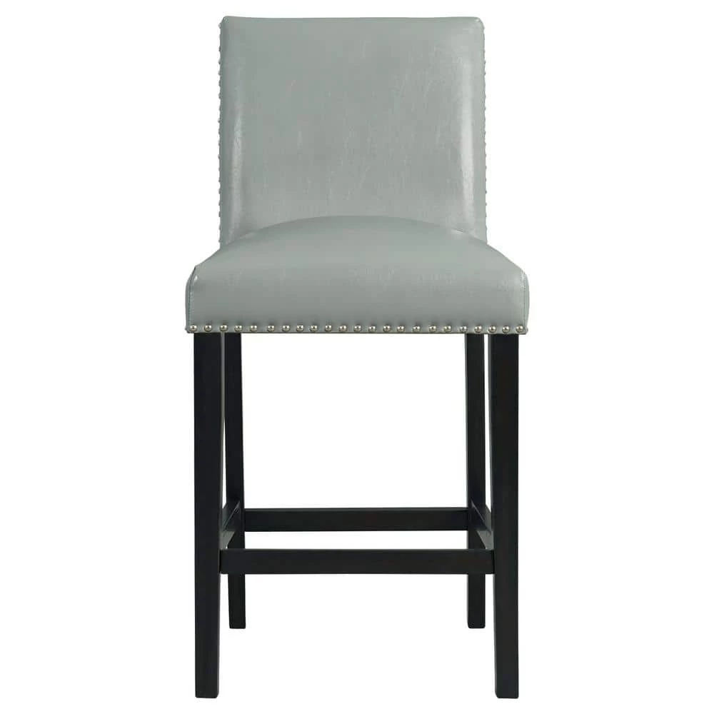 Pia 25 in. Grey Wood Faux Leather Counter Height Side Chair Set (Set of 2) by Picket House Furnishings 4 Pia 25 in. Grey Wood Faux Leather Counter Height Side Chair Set (Set of 2) by Picket House Furnishings - Image 4