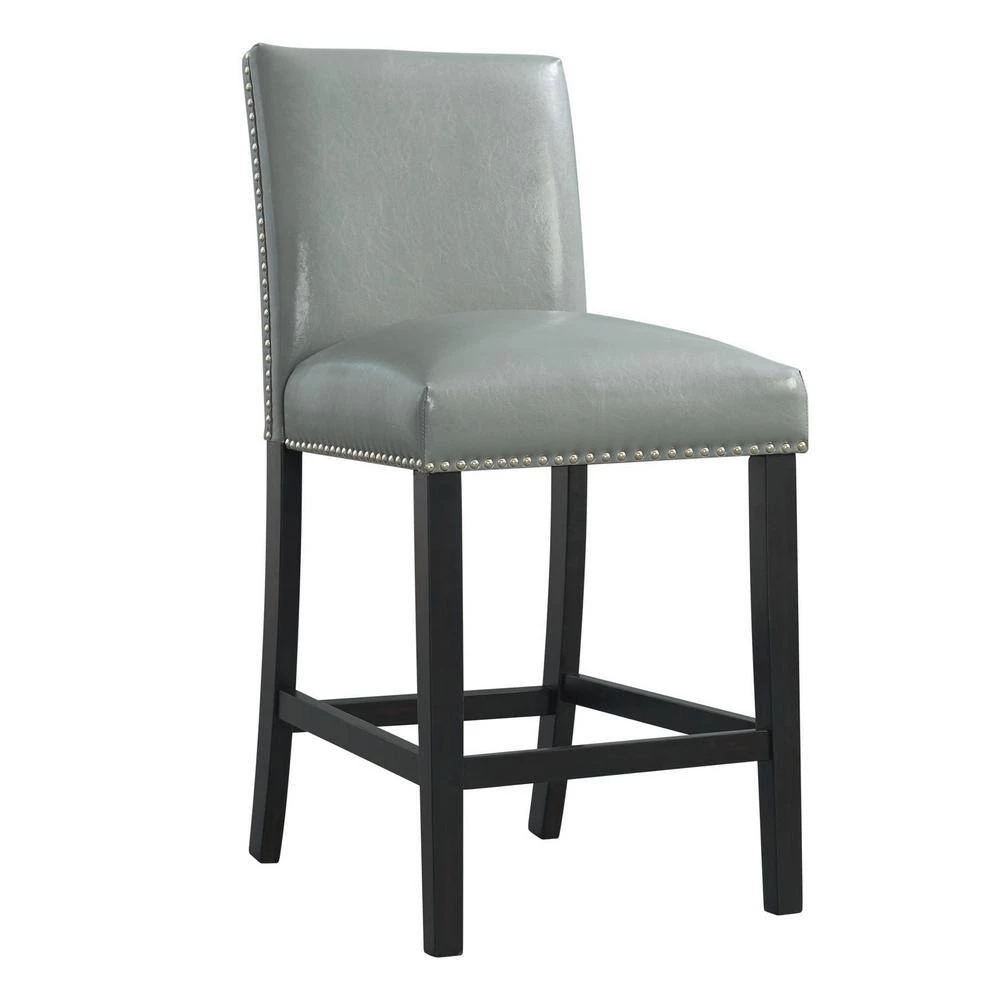 Pia 25 in. Grey Wood Faux Leather Counter Height Side Chair Set (Set of 2) by Picket House Furnishings 2 Pia 25 in. Grey Wood Faux Leather Counter Height Side Chair Set (Set of 2) by Picket House Furnishings - Image 2
