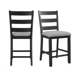 Kona 25 in. Black High Back Wood Counter Height Side Chair Set (Set of 2) by Picket House Furnishings