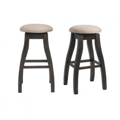 Stanford 30 in. Backless Wood Swivel Bar Stool Set in Walnut (Set of 2) by Picket House Furnishings