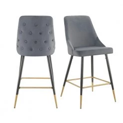 Zia 27 in. Gunmetal High Back Metal Bar Stool (Set of 2) by Picket House Furnishings