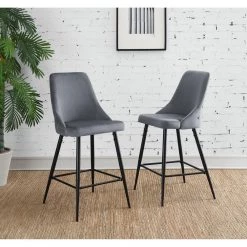 Ziva 27 in. Gunmetal High Back Metal Bar Stool (Set of 2) by Picket House Furnishings -Picket House Furnishings Sales Store gray picket house furnishings bar stools r 2070 288 bse 31 1000