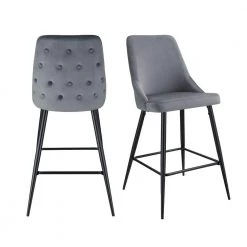 Ziva 27 in. Gunmetal High Back Metal Bar Stool (Set of 2) by Picket House Furnishings