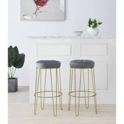 Vera 29 in. Gunmetal Backless Metal Bar Stool (Set of 2) by Picket House Furnishings -Picket House Furnishings Sales Store gray picket house furnishings bar stools r 2190 288 bse 31 1000